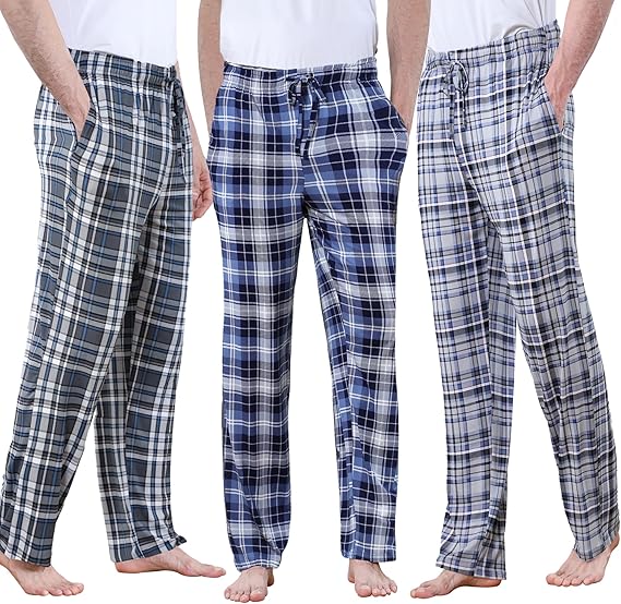 Men's Lightweight Pajama Pants Soft Lounge Sleep Joggers Adjustable Drawstring & Pockets All-Season Sleepwear