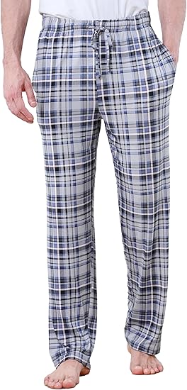 Men's Lightweight Pajama Pants Soft Lounge Sleep Joggers Adjustable Drawstring & Pockets All-Season Sleepwear