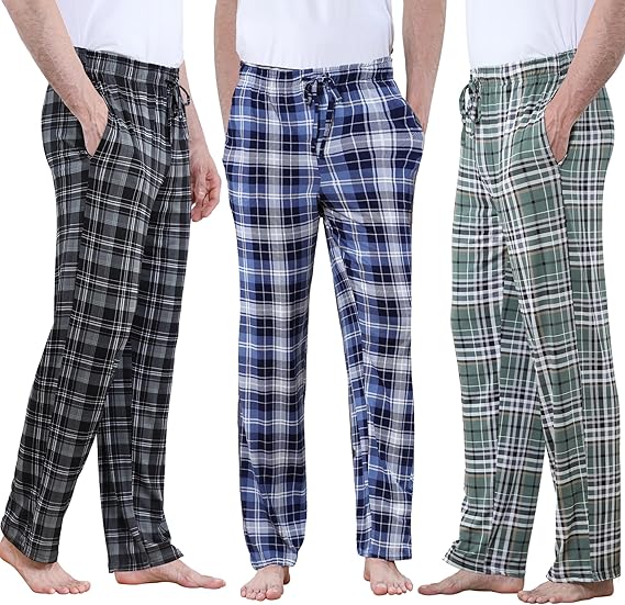 Men's Lightweight Pajama Pants Soft Lounge Sleep Joggers Adjustable Drawstring & Pockets All-Season Sleepwear