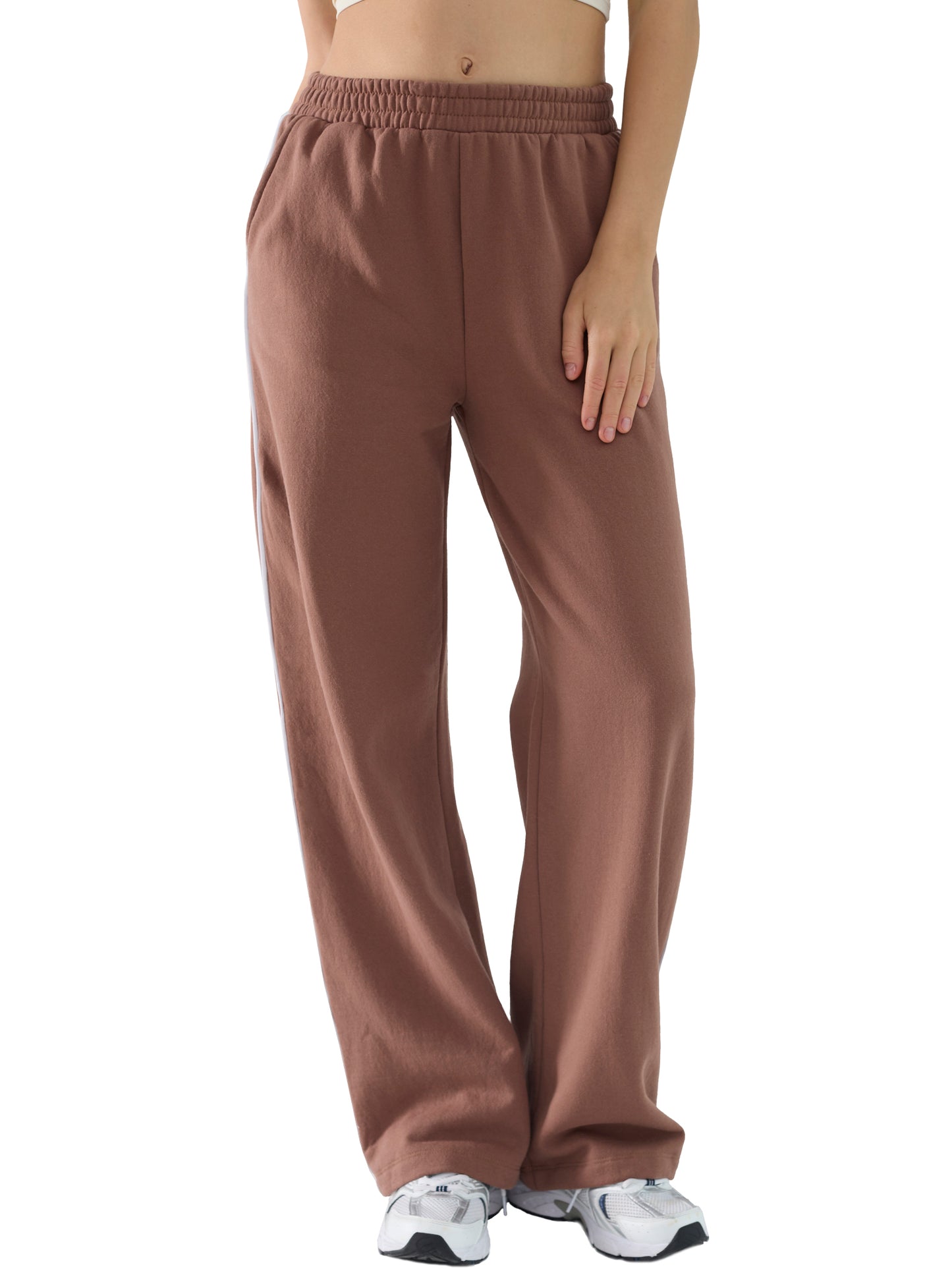 Womens Baggy Sweatpants Wide Straight Leg Pants for Women Fleece Lined Elastic Waist Workout Casual Lounge Ladies Pants