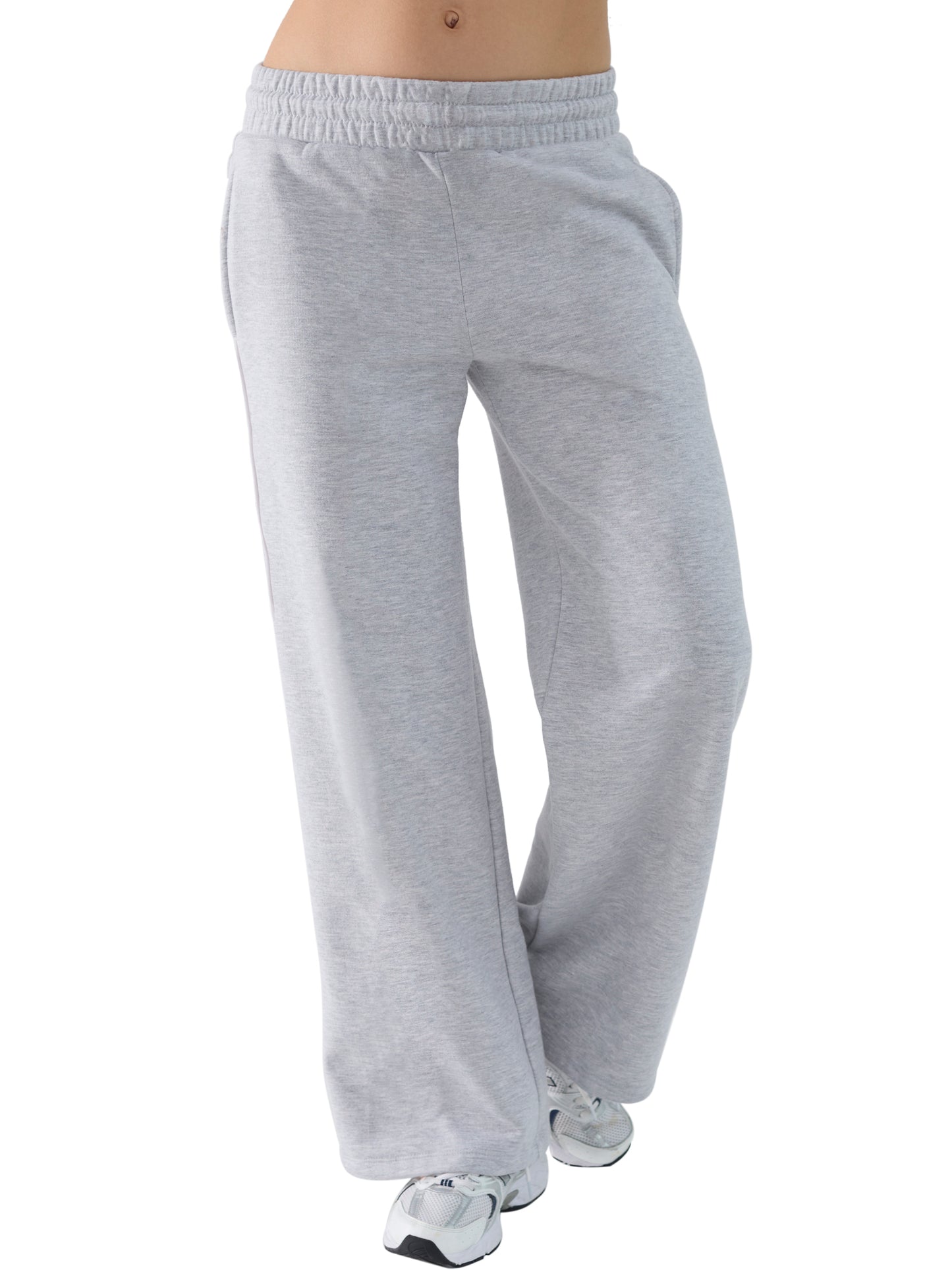 Womens Baggy Sweatpants Wide Straight Leg Pants for Women Fleece Lined Elastic Waist Workout Casual Lounge Ladies Pants