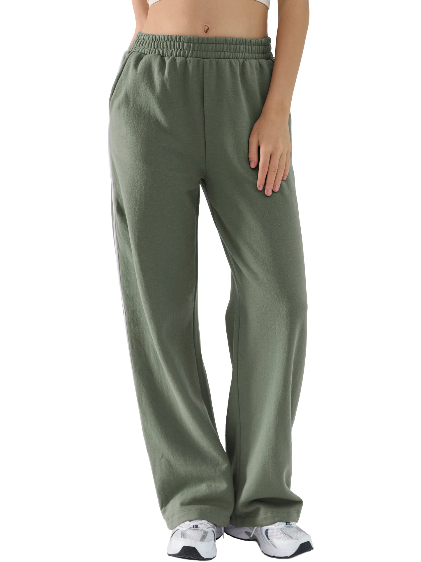 Womens Baggy Sweatpants Wide Straight Leg Pants for Women Fleece Lined Elastic Waist Workout Casual Lounge Ladies Pants
