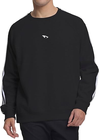 Mens Athletic Fleece Crewneck Sweatshirt Cotton-Blend Long Sleeve Casual Pullover Loose Fit Workout Sweat Shirts