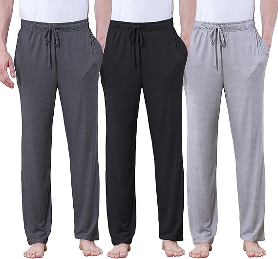 Men's Lightweight Pajama Pants Soft Lounge Sleep Joggers Adjustable Drawstring & Pockets All-Season Sleepwear