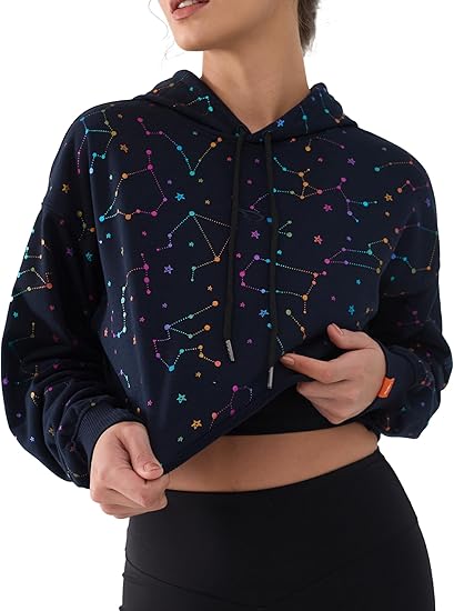 Cropped Hoodie Women Sweatshirt Oversize Long Sleeve Loose Crop Hoodies Ladies Drop Shoulder Pullover Casual Athletic