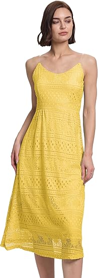 Womens Lace Floral Midi Dress Spaghetti Strap Overlay V Neck Sleeveless Flowy Cocktail Party Swing Wedding Dresses