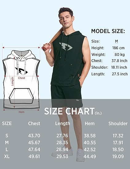 Men's Workout Hooded Tank Tops Sleeveless Boxing Hoodies Gym Muscle Cut Off T Shirts for Bodybuilding Athletic Training