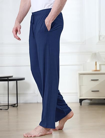 Men's Lightweight Pajama Pants Soft Lounge Sleep Joggers Adjustable Drawstring & Pockets All-Season Sleepwear