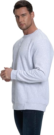 Mens Athletic Fleece Crewneck Sweatshirt Cotton-Blend Long Sleeve Casual Pullover Loose Fit Workout Sweat Shirts
