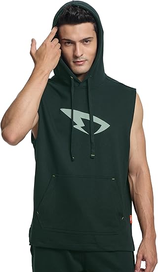 Men's Workout Hooded Tank Tops Sleeveless Boxing Hoodies Gym Muscle Cut Off T Shirts for Bodybuilding Athletic Training
