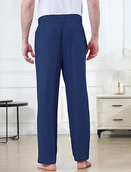 Men's Lightweight Pajama Pants Soft Lounge Sleep Joggers Adjustable Drawstring & Pockets All-Season Sleepwear