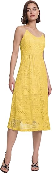 Womens Lace Floral Midi Dress Spaghetti Strap Overlay V Neck Sleeveless Flowy Cocktail Party Swing Wedding Dresses