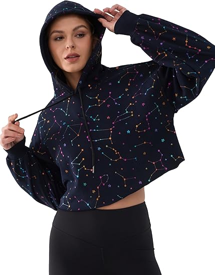Cropped Hoodie Women Sweatshirt Oversize Long Sleeve Loose Crop Hoodies Ladies Drop Shoulder Pullover Casual Athletic