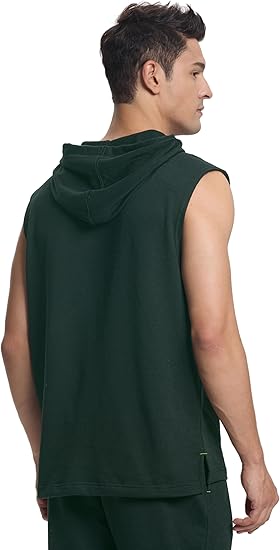 Men's Workout Hooded Tank Tops Sleeveless Boxing Hoodies Gym Muscle Cut Off T Shirts for Bodybuilding Athletic Training