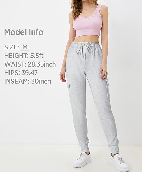 Women's Lightweight Joggers with Pockets, Soft Athletic Cargo Sweatpants, Tapered Track Pants for Lounge & Running