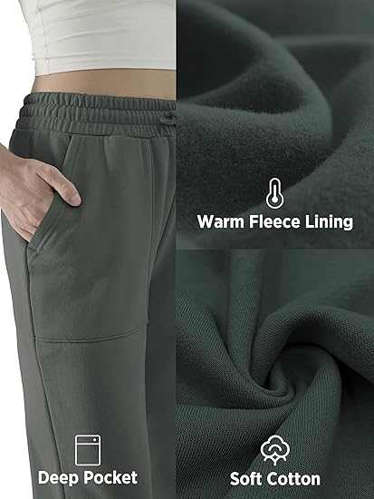 Baggy Sweatpants for Women High Waisted Soft Fleece Lining Sweatpants with Pockets Y2K Joggers Lounge Campus Outfits