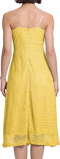 Womens Lace Floral Midi Dress Spaghetti Strap Overlay V Neck Sleeveless Flowy Cocktail Party Swing Wedding Dresses
