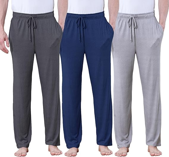 Men's Lightweight Pajama Pants Soft Lounge Sleep Joggers Adjustable Drawstring & Pockets All-Season Sleepwear