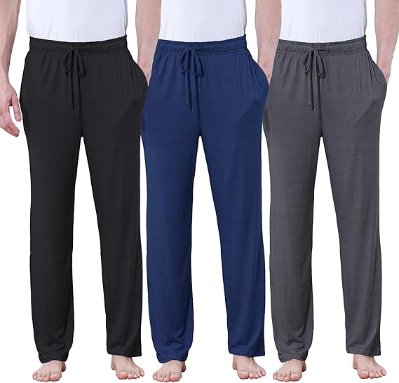 Men's Lightweight Pajama Pants Soft Lounge Sleep Joggers Adjustable Drawstring & Pockets All-Season Sleepwear