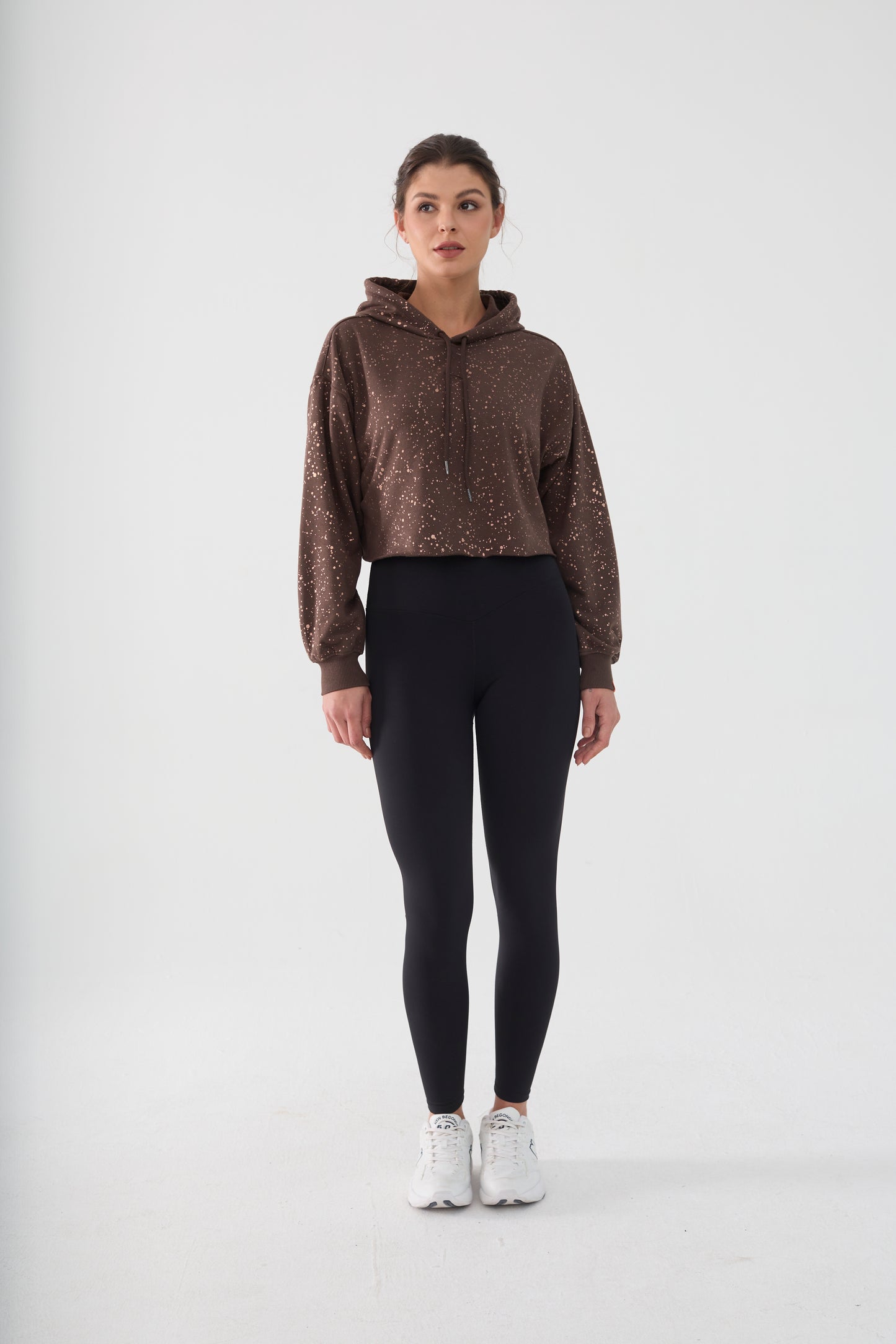 Cropped Hoodie Women Sweatshirt Oversize Long Sleeve Loose Crop Hoodies Ladies Drop Shoulder Pullover Casual Athletic