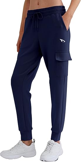 Women's Lightweight Joggers with Pockets, Soft Athletic Cargo Sweatpants, Tapered Track Pants for Lounge & Running