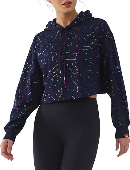Cropped Hoodie Women Sweatshirt Oversize Long Sleeve Loose Crop Hoodies Ladies Drop Shoulder Pullover Casual Athletic