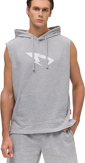 Men's Workout Hooded Tank Tops Sleeveless Boxing Hoodies Gym Muscle Cut Off T Shirts for Bodybuilding Athletic Training
