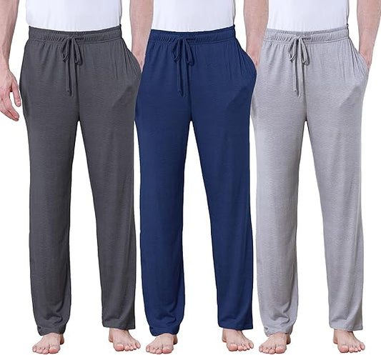 Men's Lightweight Pajama Pants Soft Lounge Sleep Joggers Adjustable Drawstring & Pockets All-Season Sleepwear